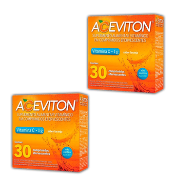 Imagem do produto Kit 02 Unidades Aceviton Vitamina C ,1G Sabor Laranja Com 30 Comprimidos Efervescentes Cimed