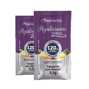 Imagem do produto Kit 2 Hyaluronic Ácido Hialurônico + Verisol Sanavita 30 Sachês Tangerina Com Abacaxi