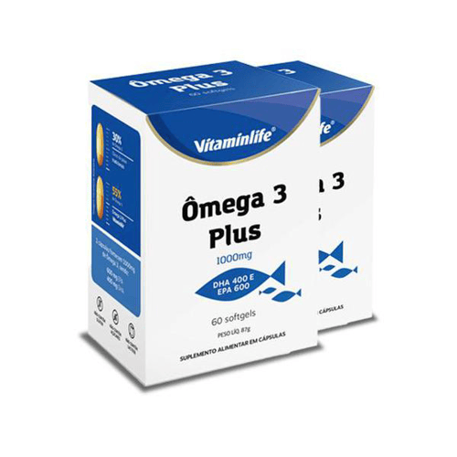 Imagem do produto Kit 2 Ômega 3 Plus 1000Mg Vitaminlife 60 Cápsulas