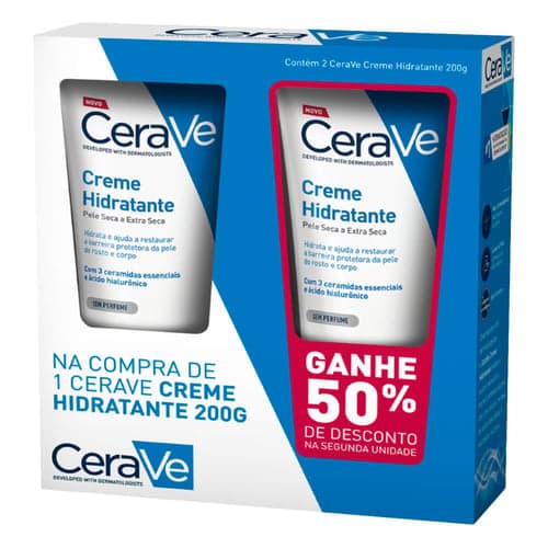 Imagem do produto Kit Cerave Creme Hidratante Pele Seca E Extra Seca 200G Cada Ganhe 50% Desconto Na Segunda Unidade