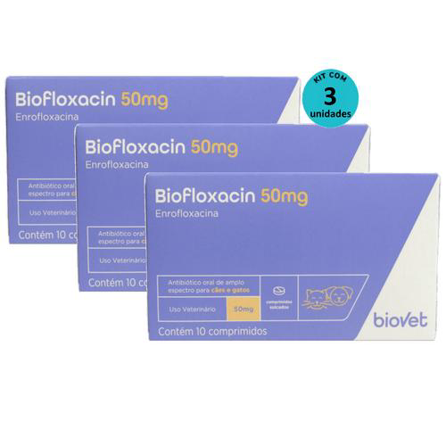 Imagem do produto Kit 3 Biofloxacin 50Mg C/ 10 Comprimidos Biovet