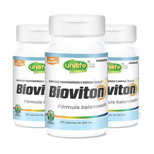 Imagem do produto Kit 3 Bioviton Suplemento De Vitaminas E Minerais Unilife 60 Cápsulas