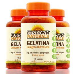 Imagem do produto Kit 3 Colágeno Gelatina 4G Sundown 100 Cápsulas Sundown Naturals