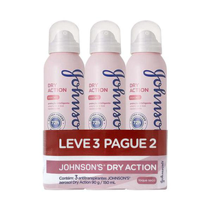 Imagem do produto Kit 3 Desodorante Aerosol Johson's Dry Action Toque Seco 150Ml