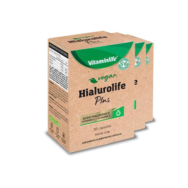 Kit 3 Hialurolife Plus Vitaminlife 30 Cápsulas Veganas