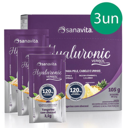 Imagem do produto Kit 3 Hyaluronic Ácido Hialurônico + Verisol Sanavita 30 Sachês Tangerina Com Abacaxi