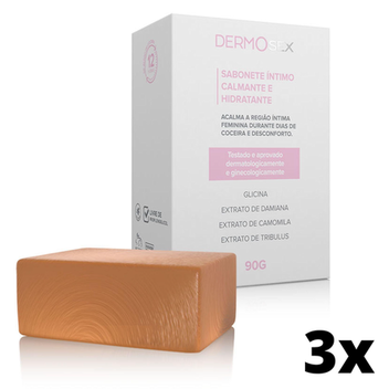 Imagem do produto Kit 3 Sabonete Intimo Feminino Em Barra Calmante Auxilio Anti Coceira 90G Dermosex