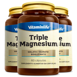 Imagem do produto Kit 3 Triple Magnesium Vitaminlife 260 Mg 60 Cápsulas