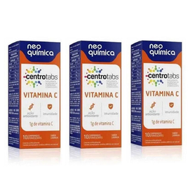 Imagem do produto Kit 3 Vitaminas C Efervescente Sabor Laranja Com 10 Comprimidos Centrotabs Neo Quimica Neo Química