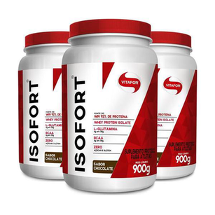 Imagem do produto Kit 3 Whey Protein Isofort Vitafor Chocolate 900G