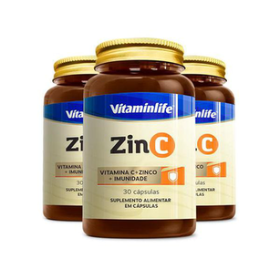 Imagem do produto Kit 3 Zin C 30 Vitaminlife Cápsulas