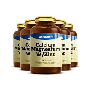 Imagem do produto Kit 5 Calcium + Magnesium + Zinco Vitaminlife 120 Cápsulas
