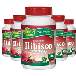 Imagem do produto Kit 5 Hibisco Com Gengibre 180 Comprimidos Unilife