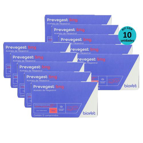 Imagem do produto Kit Anticoncepcional Prevegest Biovet 5Mg C/ 12 Comprimidos C/ 10 Unidades