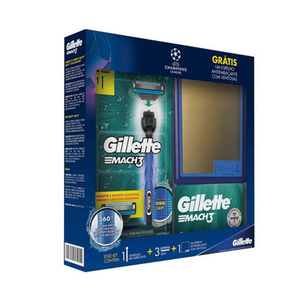 Imagem do produto Kit Aparelho De Barbear Gillette Mach 3 Acqua Grip + Refis Grátis Espelho 1 Unidade