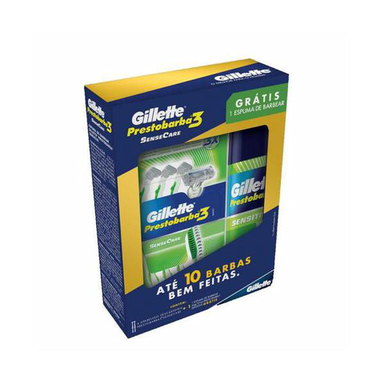 Imagem do produto Kit Aparelho De Barbear Prestobarba 3 Sensecare + Espuma 56G Gillette 4 Unidades