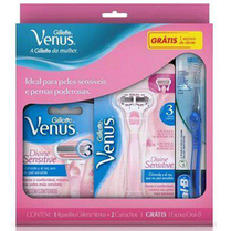 Imagem do produto Kit Aparelho Gillette Venus Com 2 Cartuchos Grátis Escova Dental Oral B