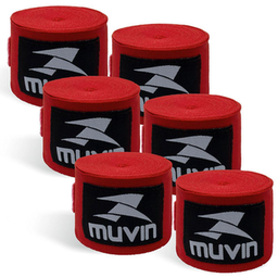 Imagem do produto Kit Bandagem Elástica 5M Muvin C/ 3 Pares Boxe Muay Thai Vermelho