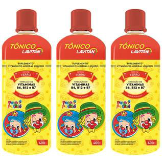 Imagem do produto Kit Com 03 Lavitan Tônico Patati Patatá Sabor Morango 400Ml Lavitan Vitaminas