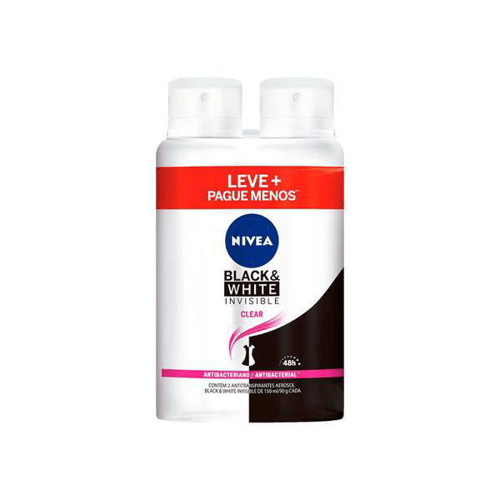 Imagem do produto Kit Com 2 Desodorantes Nivea Invisible Black & White Clear Aerossol 91G Com 50% De Desconto Na 2 Unidade