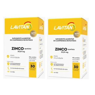 Imagem do produto Kit Com 2 Lavitan Zinco Quelato Mais Imunidade 30 Comprimidos