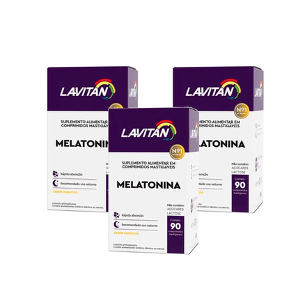 Imagem do produto Kit Com 3 Lavitan Melatonina Cimed Com 90 Comprimidos Mastigáveis