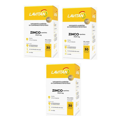 Imagem do produto Kit Com 3 Lavitan Zinco Quelato Mais Imunidade 30 Comprimidos