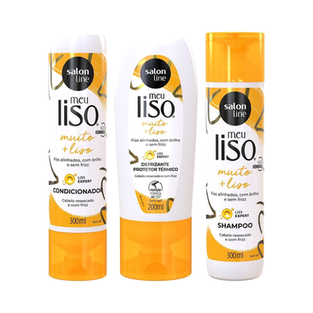 Imagem do produto Kit Com Shampoo + Condicionador + Defrizante Meu Liso Muito+Liso Salon Line