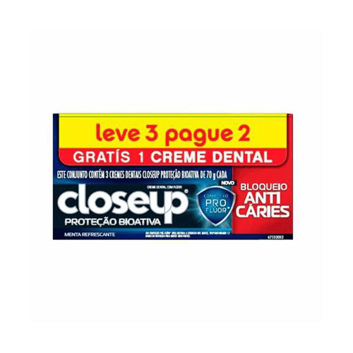 Imagem do produto Kit Creme Dental Close Up Bloqueio Anticáries 70G 3 Unidades