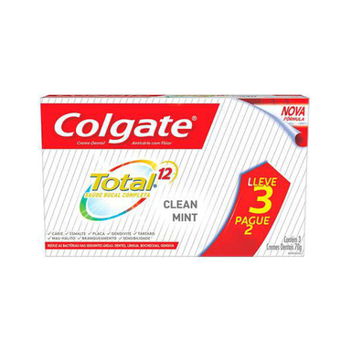 Imagem do produto Kit Creme Dental Colgate Total 12 Clean Mint Leve 3 Pague 2 70G Cada