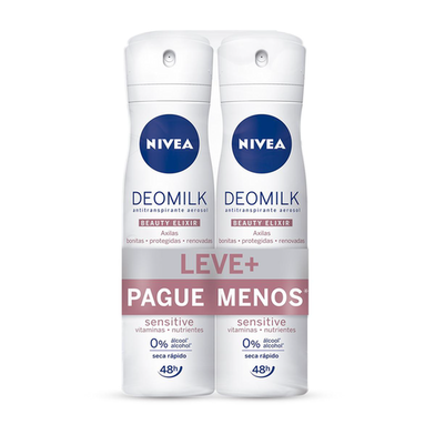 Imagem do produto Kit Desodorante Aerosol Nivea Deomilk Beauty Elixir Sensitive 2 Unidades
