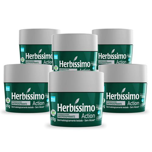 Imagem do produto Kit Desodorante Creme Antitranspirante Action Herbissimo 55G Com 6 Unidades Herbíssimo