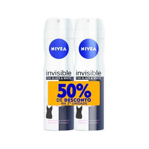 Imagem do produto Kit Desodorante Nivea Black E White Clear Aerosol 2 X 150Ml Ganhe 50% De Desconto
