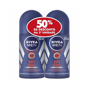 Imagem do produto Kit Desodorante Nivea For Men Dry Impact Roll On 2 X 50Ml Ganhe 50% De Desconto No 2 Item