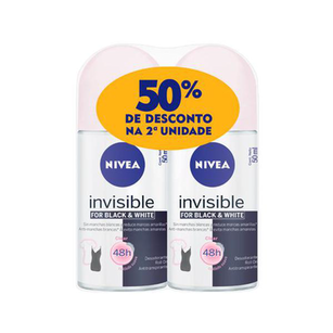 Imagem do produto Kit Desodorante Nivea Invisible Black E White Roll On 2 X 50Ml Ganhe 50% De Desconto No 2 Item