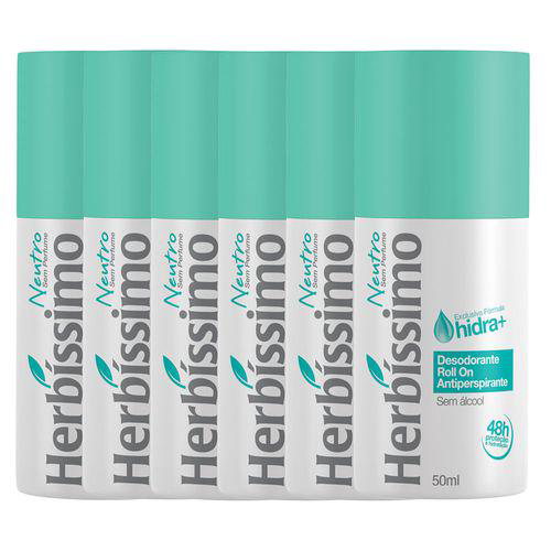 Imagem do produto Kit Desodorante Rollon Herbissimo Neutro 50Ml Com 6 Unidades Herbíssimo