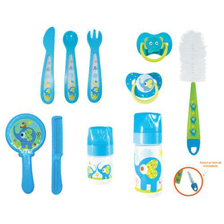 Imagem do produto Kit Enxoval Com Mamadeira Chupeta E Escovas Azul Kitstar