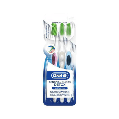 Imagem do produto Kit Escova Dental Oralb Detox Ultrafino 3 Unidades