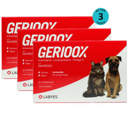 Imagem do produto Kit Geriátrico Gerioox Com 30 Comprimidos Para Cães E Gatos Labyes C/ 3 Unidades