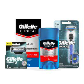 Imagem do produto Kit Gillette Clinical Gel Antitranspirante Pressure Defense 45G+ Aparelho De Barbear Mach3 Acqua Grip Com 1 Refil+ Refil De Lminas Mach3 2 Unidades