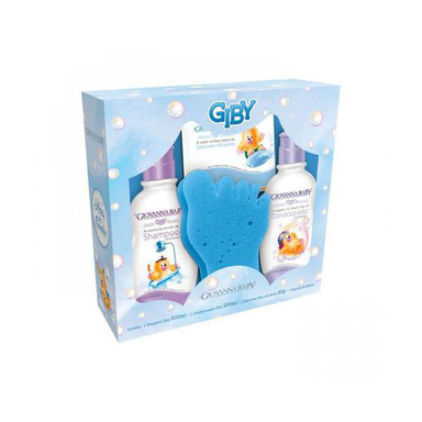 Kit Giovanna Baby Giby A Hora Do Banho Azul Shampoo + Condicionador Sabonete Esponja De 1 Unidade