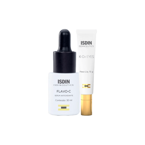 Imagem do produto Kit Isdin Facial Sérum Antioxidante E Antiaging Com Vitamina C 30 E Creme Antiolheiras Para Os Olhos Com Óxido De Vitamina K 15G