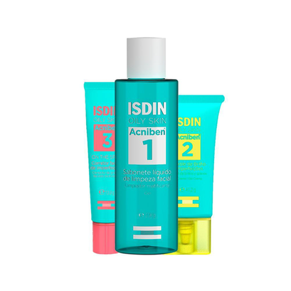 Imagem do produto Kit Isdin Oily Skin Acniben Gel De Limpeza E Gel Creme E Gel Facial Secativo Para Espinhas 13,8G