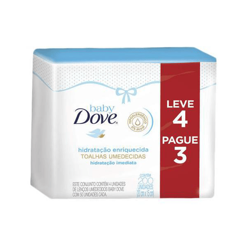 Imagem do produto Kit Lenco Umedecido Baby Dove Hidratacao Enriquecida C/50 Leve 4 Pague 3