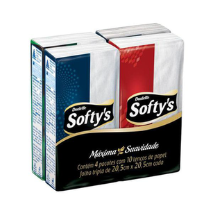 Imagem do produto Kit Lenços De Papel Softy's Folha Tripla Com 4 Pacotes 10 Unidades Cada 1 Unidade