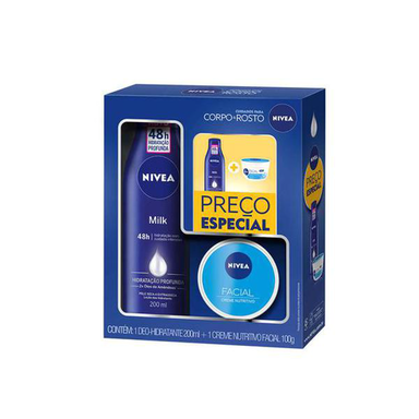 Imagem do produto Kit Locao Hidratante Nivea Body Milk Pele Seca A Extrasseca 200Ml + Creme Facial Nutritivo Nivea 100