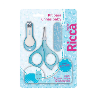 Imagem do produto Kit Manicure Baby Ricca Azul Com 1 Cortador + 1 Tesoura + 2 Lixas
