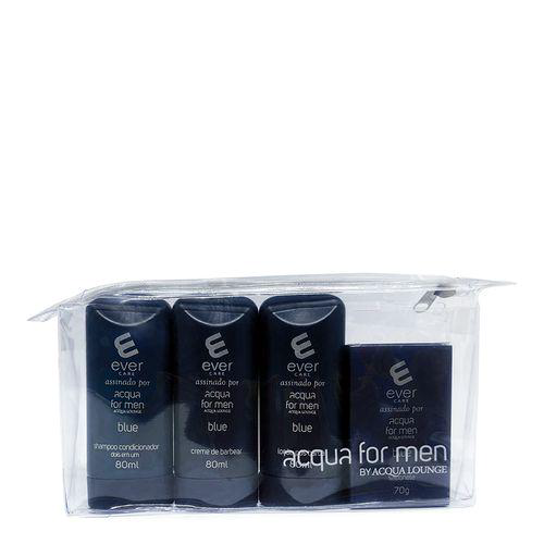 Kit Monaco Acqua Lounge Ever Care Blue Shampoo/Condicionador 2 Em 1 80Ml + Creme Barbear 80Ml + Loção De Barbear 80Ml + Sabonete 70G