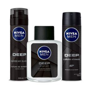 Imagem do produto Kit Nivea Men Desodorante Aerossol Deep Original 150Ml + Espuma De Barbear Deep 200Ml + Loção Pós Barba Deep 100Ml