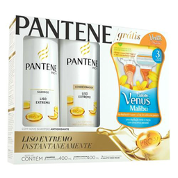 Imagem do produto Kit Pantene Liso Extremo Shampoo E Condicionador 400Ml E 400Ml Grátis Aparelho Para Depilar Gillette Venus Malibu Descartável 2 Unidades